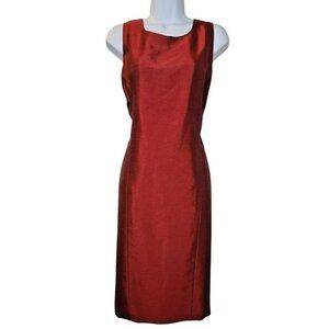 Le Suit Dress Size 14 Red Sleeveless Sheath Cocktail Career Party Wear Excellent